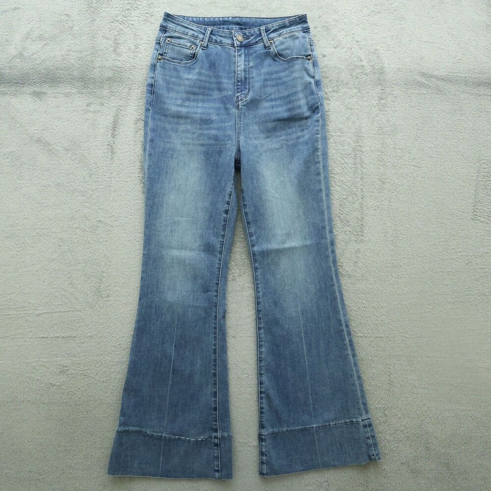 COMMENSE Jeans Women's Size M Blue High-Rise Flare Denim 30" Inseam Stretch